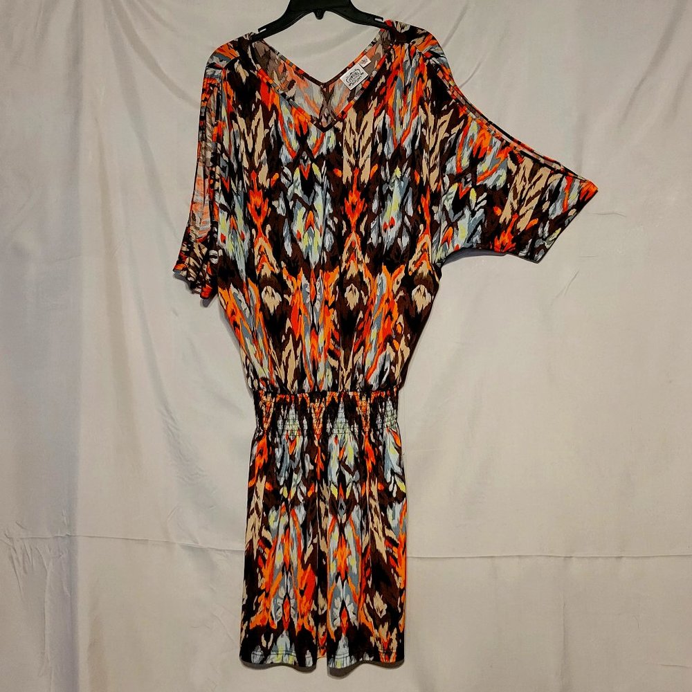 Cowgirl Justice size Lg brown multicolor, cold shoulder dress